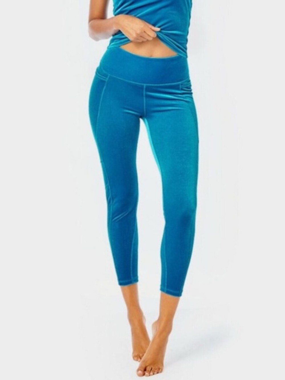 Lilly Pulitzer Luxletic Pink Blue Velour Leggings Sz S Athleisur Activewear Yoga
